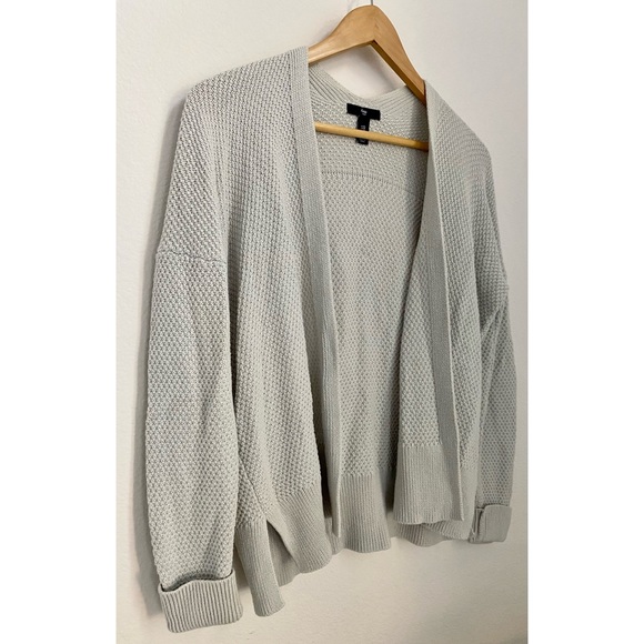 Gap • Neutral Cream Cotton Knit Open Front Slouchy Cardigan Sweater - Picture 2 of 13